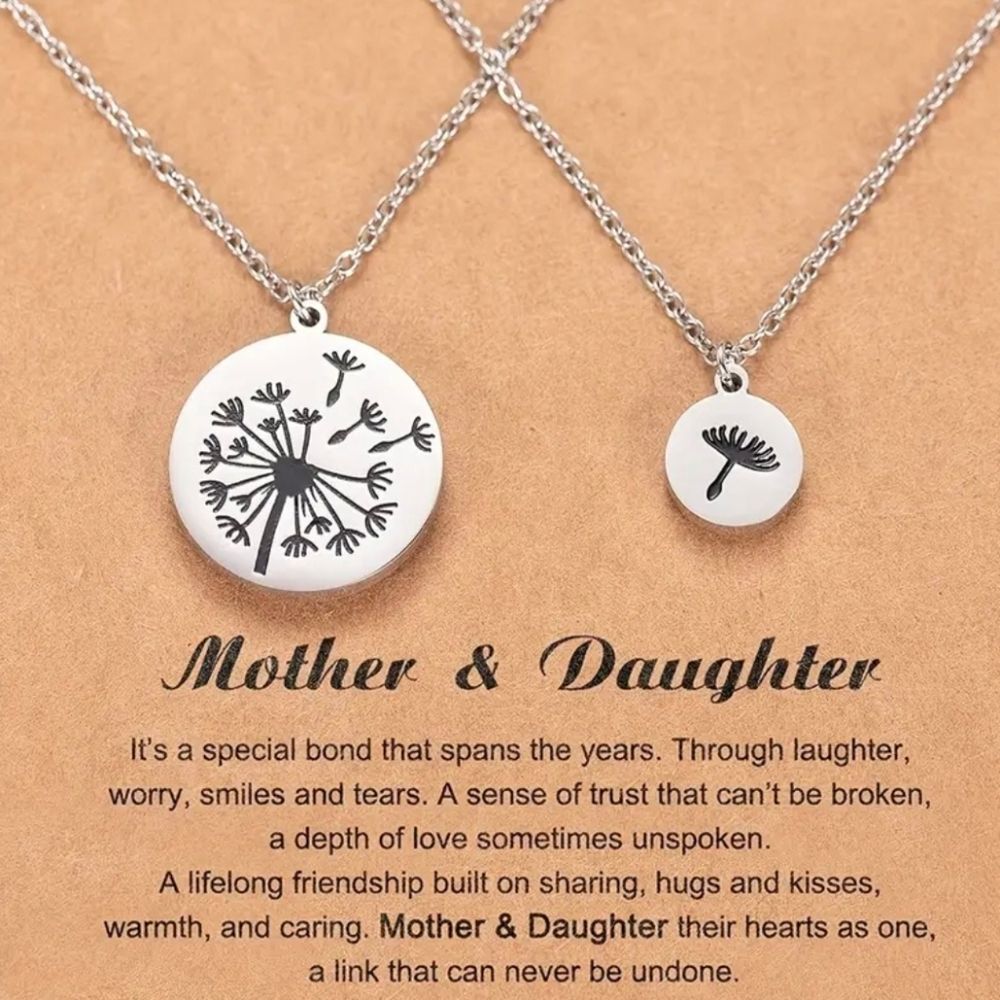 Mother & Daughter Stainless Steel Silver  Necklaces